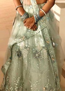 Elegant Mint Green Embroidered Lehenga Choli