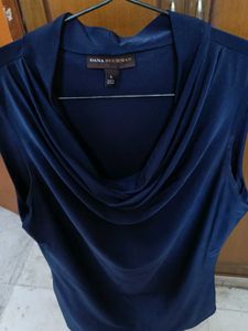 Elegant Navy Cowl Neck Top.    (MADE BY VIETNAM)