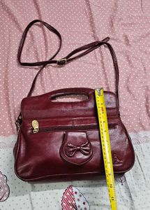 Chic Maroon Leather Handbag