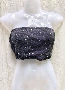 I. Sparkly Celestial Print Tube Top