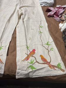 Embroidered Bird Palazzos
