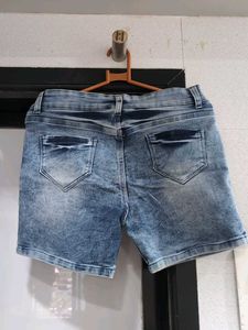 Washed Blue Denim Shorts