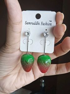 Green Strawberry Earrings