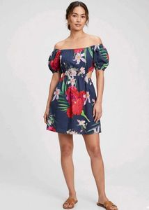 Chic Floral Print Off-Shoulder Dress