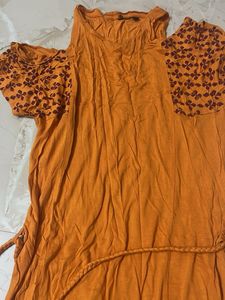 Orange Ethnic Gown with Tassels