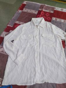 Cream Collared Button-Up Shirt