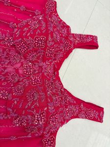 ready to wear saree corset Embellished Hot Pink