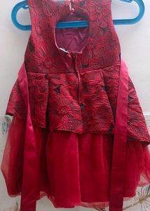 Girls Red Embellished Party Dress
