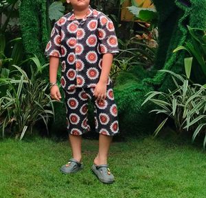 Boys Printed Shirt &amp; Shorts Co-ord Set