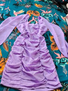 Lilac Ruched Mini Dress