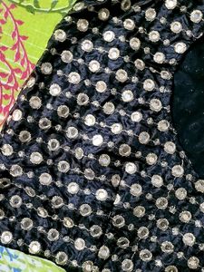 Gorgeous Mirror Work Black Ethnic Blouse.
