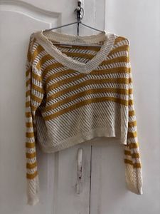 Striped Cropped Knit Sweater