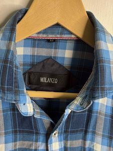 Men's Blue Plaid Long Sleeve Shirt