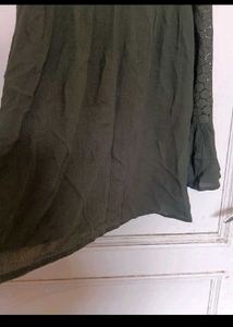 Olive Green Crochet Top with Bell Sleeves