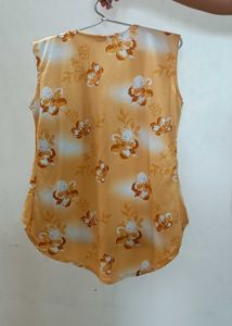 Girls Yellow Floral 2-Piece Top with White Inner |
