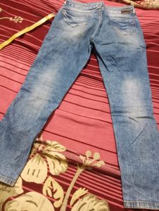 Preloved Blue Ribbed Waist 30 Denim