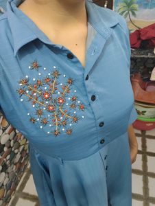 Chic Blue Embroidered dress
