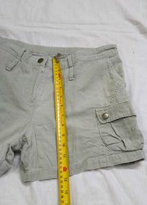 Women's Grey Cotton Cargo Shorts