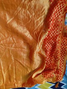 Stunning Orange Saree with Red Border