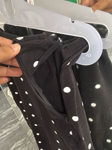 Black Polka Dot slit  skirt