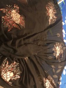 Black Saree with Floral Embroidery