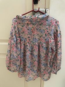Floral Print Sheer Blouses(size m)