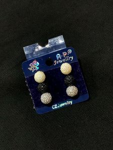 Combo of Sparkling Ball Stud Earrings Set