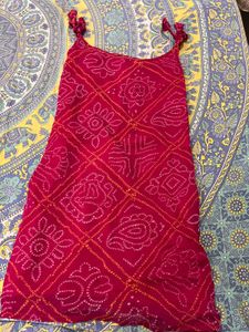 Vibrant Pink Bandhani kurta