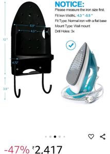 Iron Hanger Fit Width4.3In-5.5In with Hooks