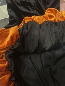 Strapless Velvet Dress - Black &amp; Orange