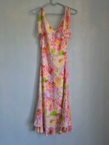 Y2k Floral Print Dress with Tie Shoulders