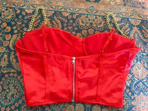 Urbanic Red Chain Detail Bustier Top