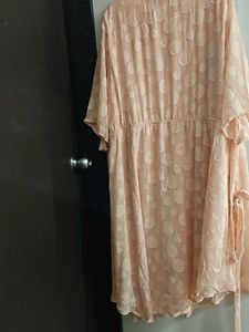 Elegant Peach Polka Dot Dress