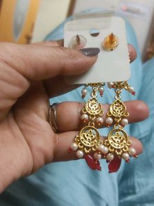 Elegant Gold Jhumka Earrings with Pearls