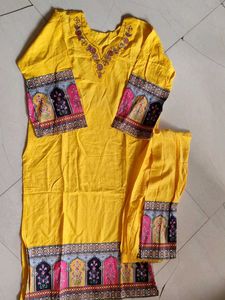 Yellow Printed Kurta Set