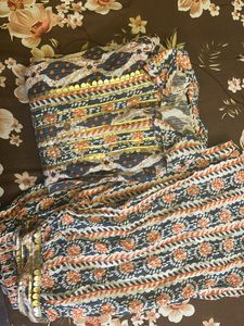 Printed Shirt Collar Pathani Kurta And Salwar