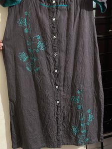 Grey Cyan Long Kurta