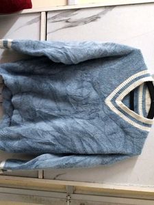 Blue V-Neck korean Sweater