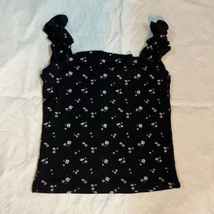 Floral Print Ribbed Tank Top