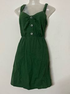 Pintresty Casual Green Button-Front Dress