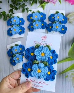 Handmade Crochet Flower Hair Clips Set