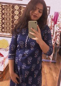 Stylish Blue Floral Print Kurta