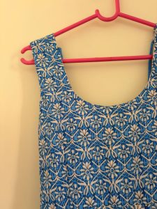 Blue Floral Print anarkali stitch