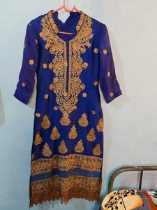 Royal Blue Embroidered Kurta Hardly wored