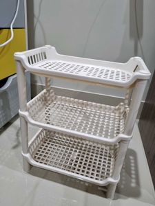 3-Tier White Plastic Storage Shelf