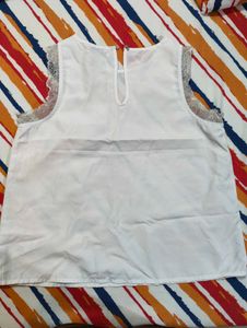 White Lace Trim Sleeveless Top