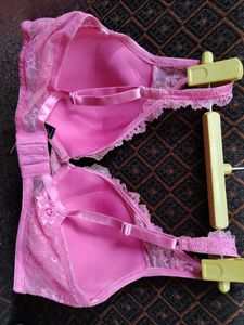 Pink Lace Trim soft padded Bra