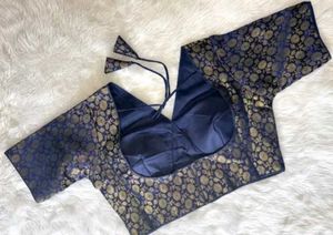 Elegant Blue Brocade Blouse
