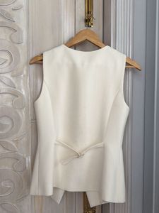 Elegant Cream Sleeveless Blazer Vest