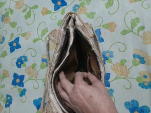 Brown cloth handbag